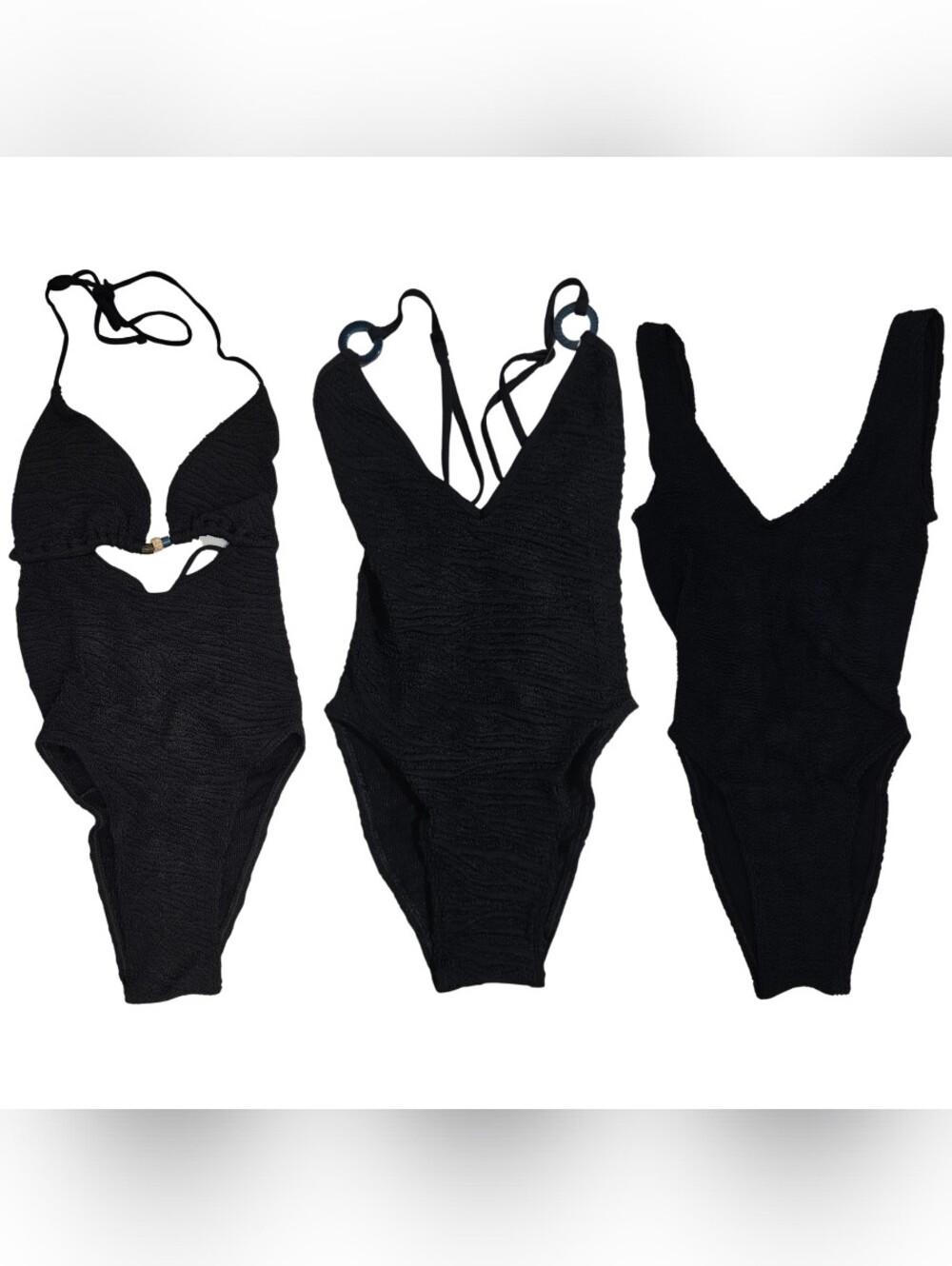 3 Bond-Eye Swimsuits One Piece Beaded Fowler, Mara, Ring Elena 2.0 Black O/S